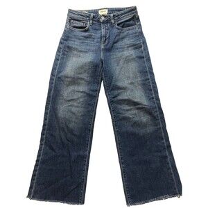 L’Agence Danica High Rise Wide Leg Cropped Denim Jeans Raw Hem Womens 26